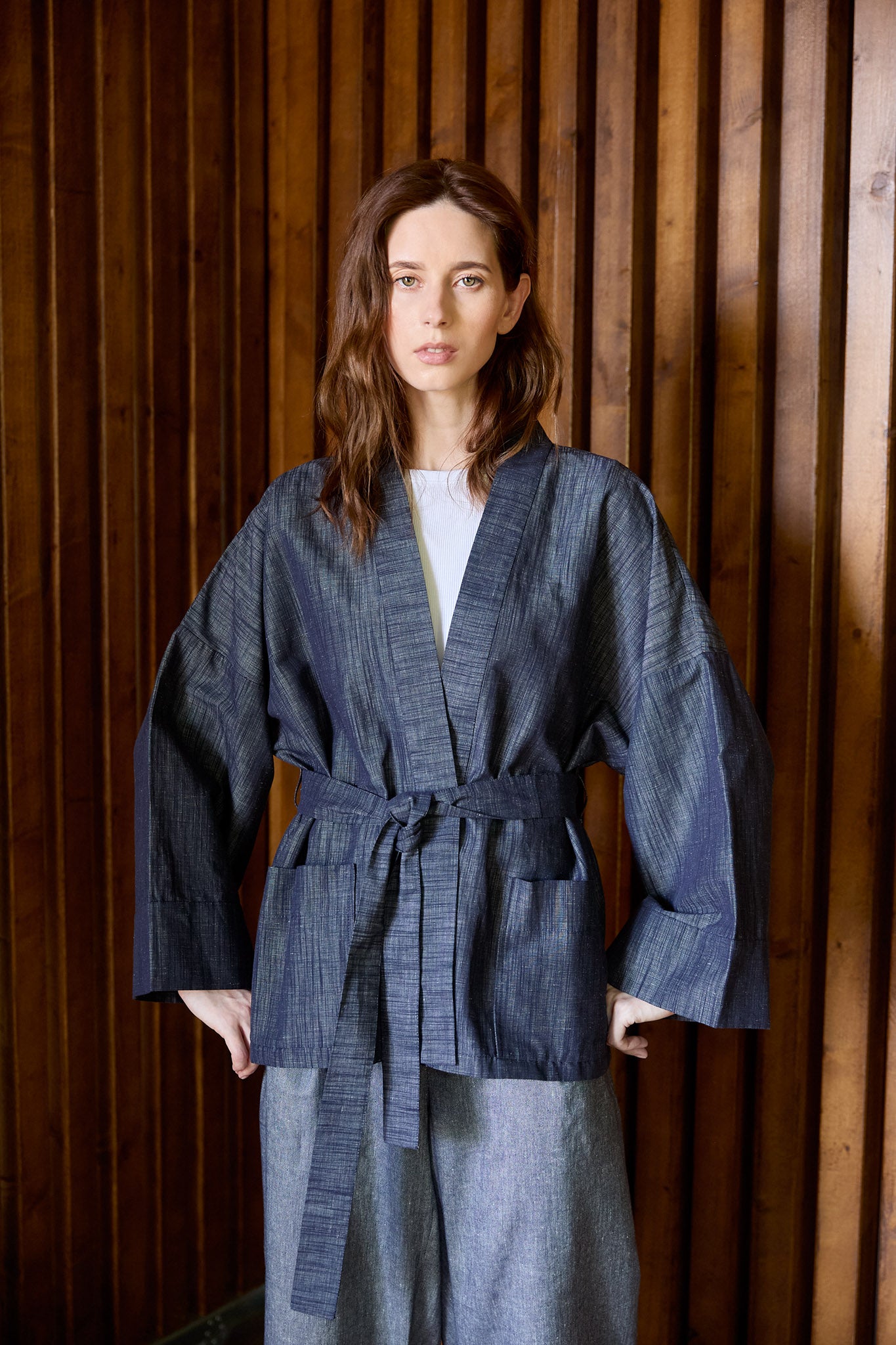 WILMA Kimonojacke in Denimoptik