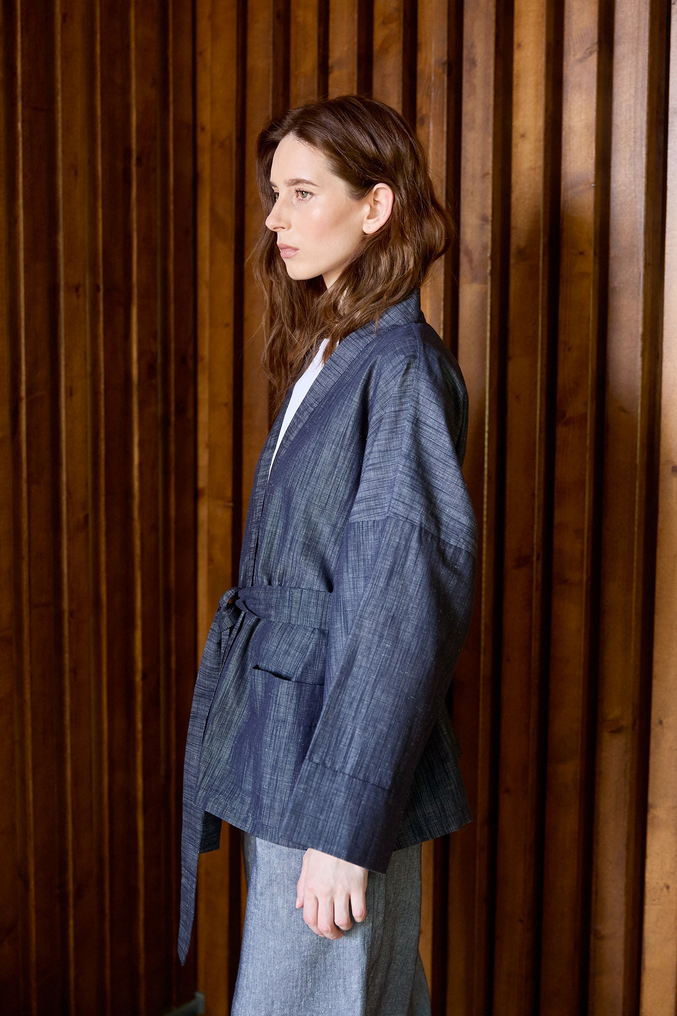 WILMA Kimonojacke in Denimoptik