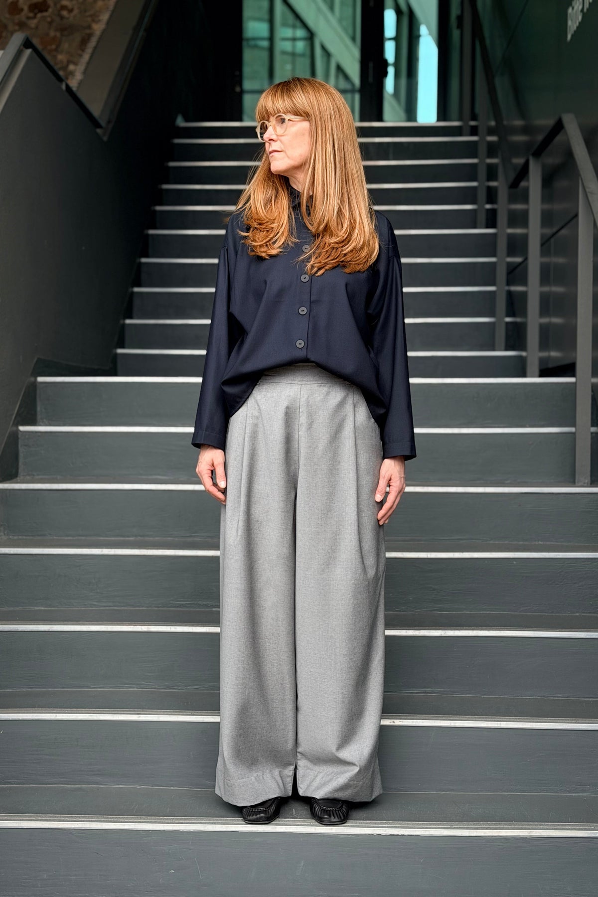 JUSTINE Bundfaltenhose Hellgrau