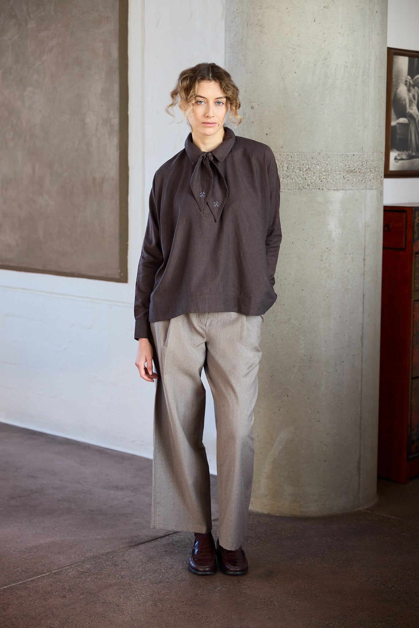 CLAIRE Bundfaltenhose Beige