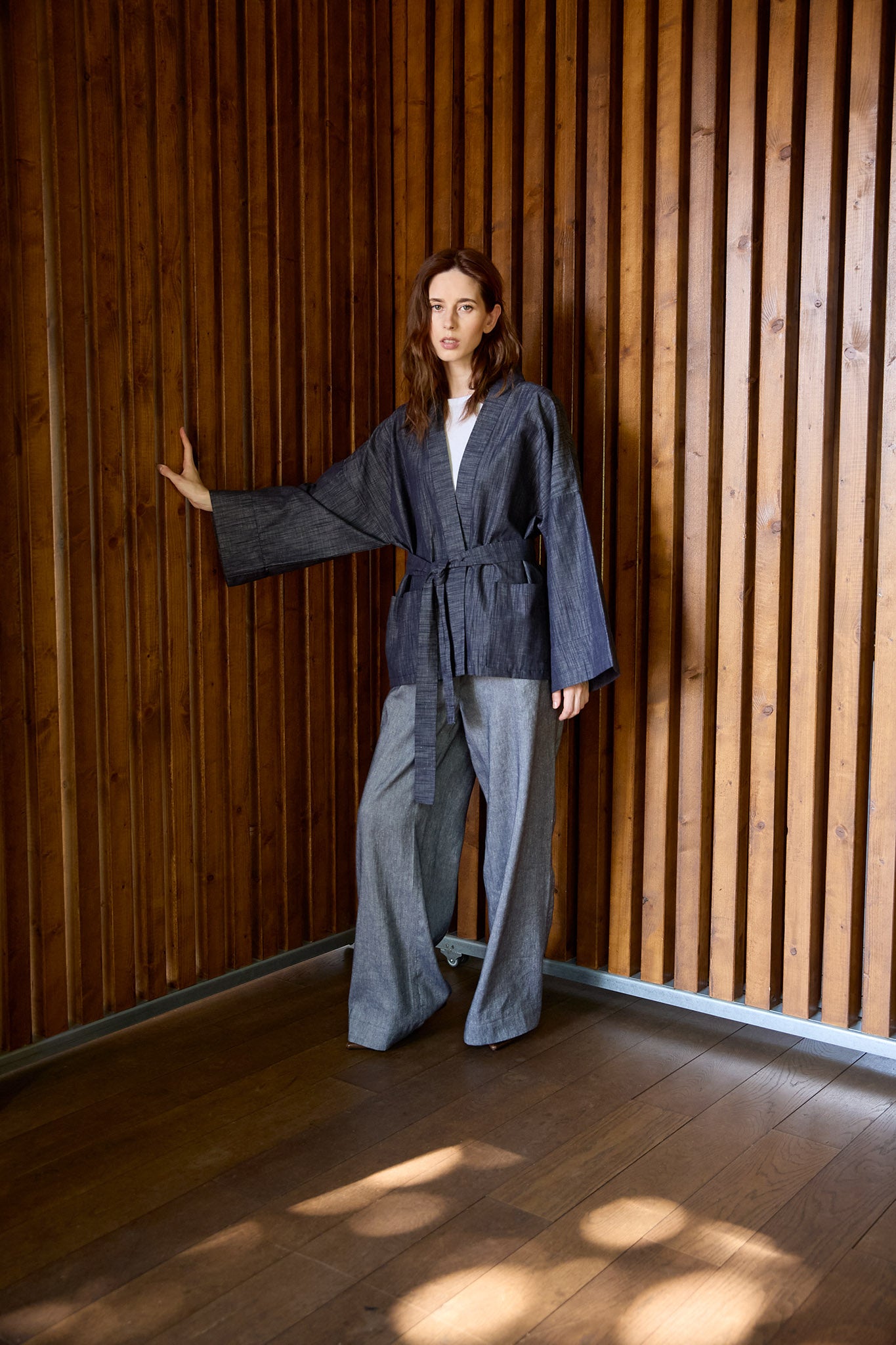 WILMA Kimonojacke in Denimoptik