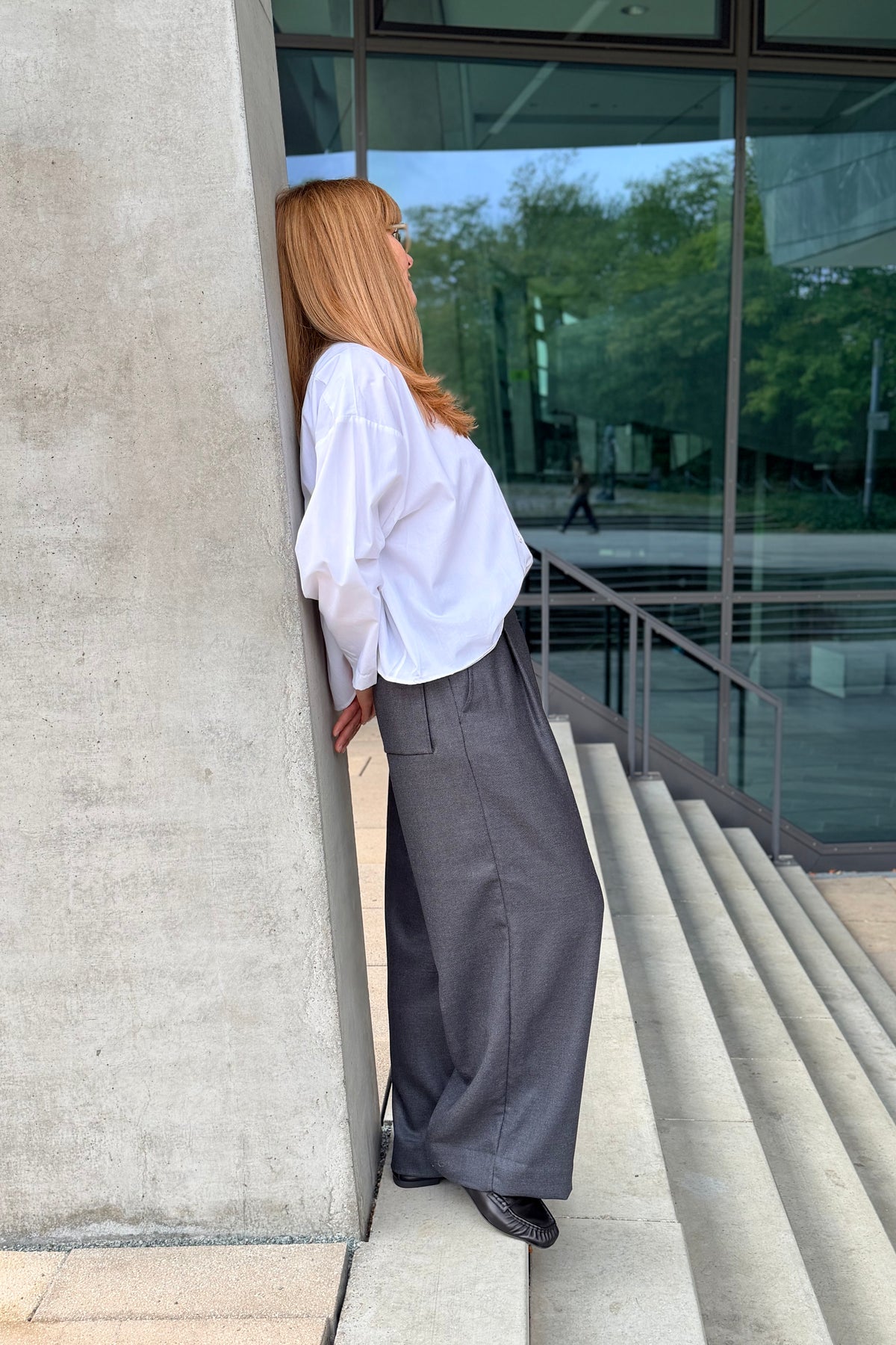 JUSTINE Bundfaltenhose Dunkelgrau